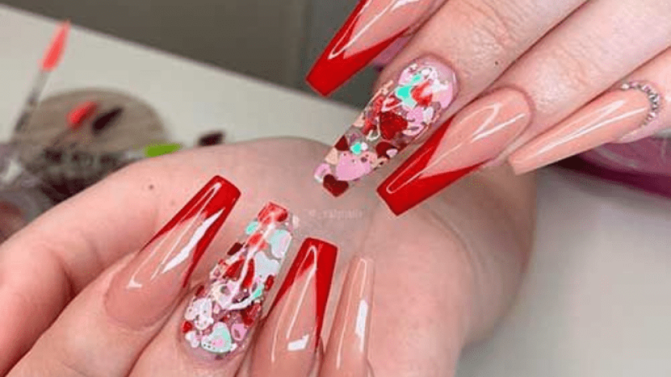 red v tip nails featured