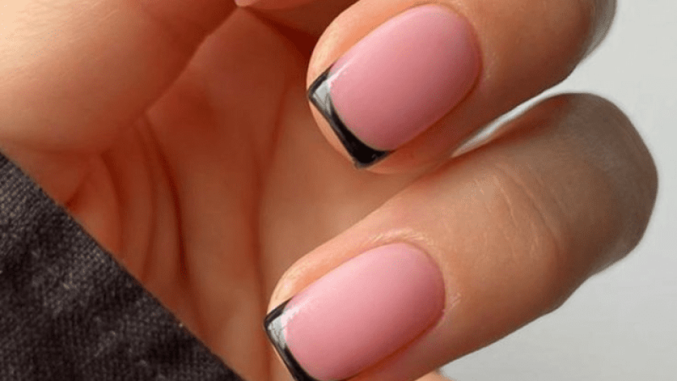 short black french tips nails featured